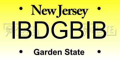 IBDGBIB New Jersey License Plate
