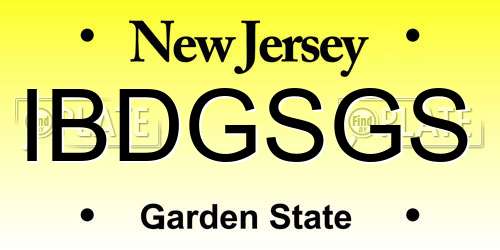 IBDGSGS New Jersey License Plate