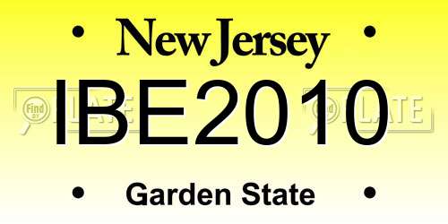 IBE2010 New Jersey License Plate