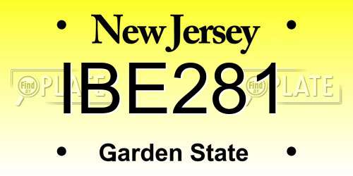 IBE281 New Jersey License Plate
