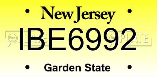 IBE6992 New Jersey License Plate