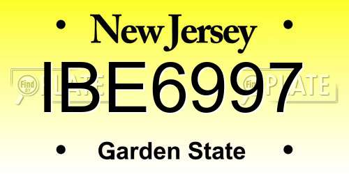 IBE6997 New Jersey License Plate