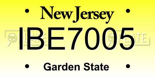 IBE7005 New Jersey License Plate
