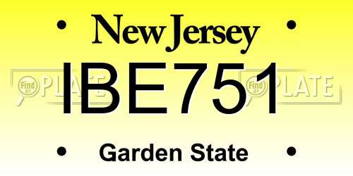 IBE751 New Jersey License Plate