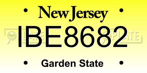 IBE8682 New Jersey License Plate