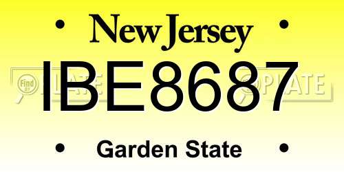 IBE8687 New Jersey License Plate