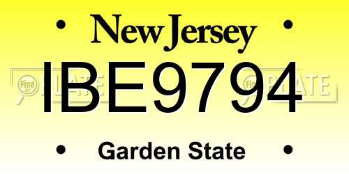 IBE9794 New Jersey License Plate