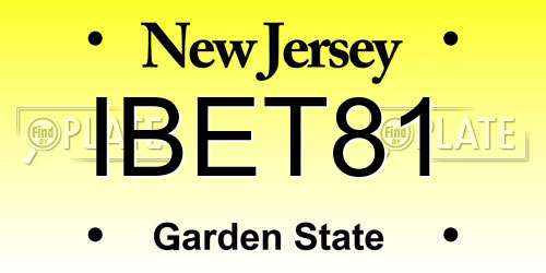 IBET81 New Jersey License Plate
