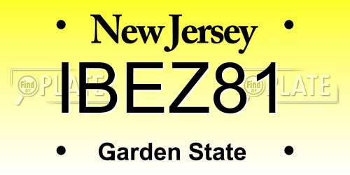 IBEZ81 New Jersey License Plate