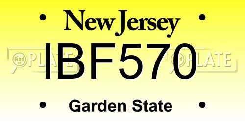 IBF570 New Jersey License Plate