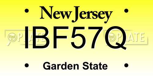 IBF57Q New Jersey License Plate