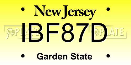 IBF87D New Jersey License Plate