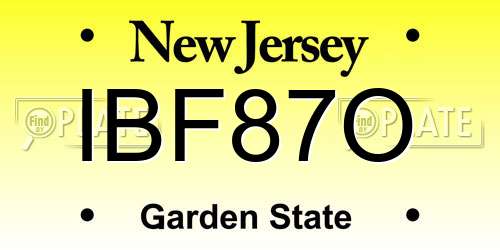 IBF87O New Jersey License Plate