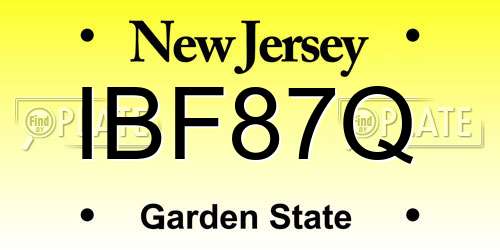 IBF87Q New Jersey License Plate