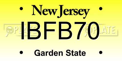 IBFB70 New Jersey License Plate