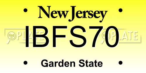 IBFS70 New Jersey License Plate