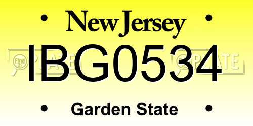 IBG0534 New Jersey License Plate