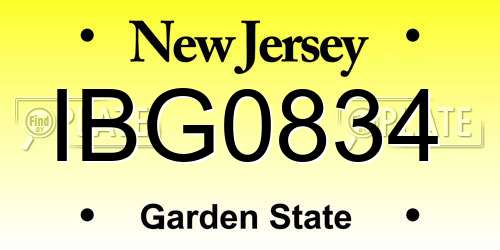 IBG0834 New Jersey License Plate