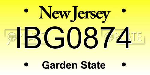 IBG0874 New Jersey License Plate