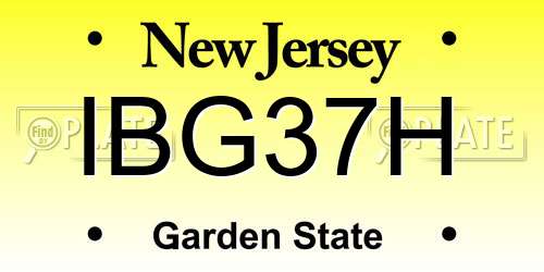 IBG37H New Jersey License Plate