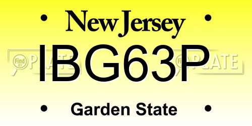 IBG63P New Jersey License Plate
