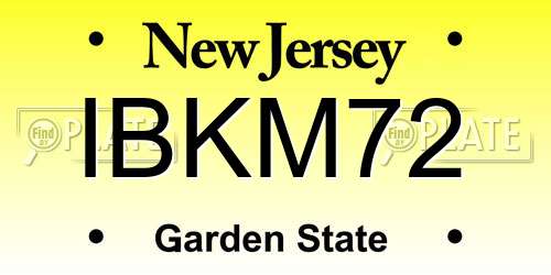 IBKM72 New Jersey License Plate