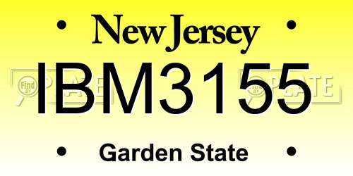IBM3155 New Jersey License Plate