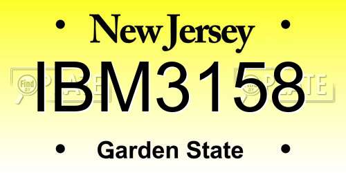 IBM3158 New Jersey License Plate