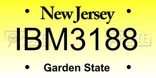 IBM3188 New Jersey License Plate