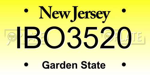 IBO3520 New Jersey License Plate