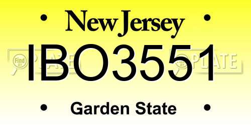 IBO3551 New Jersey License Plate