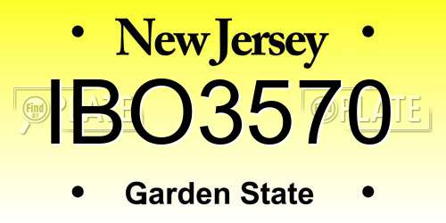 IBO3570 New Jersey License Plate