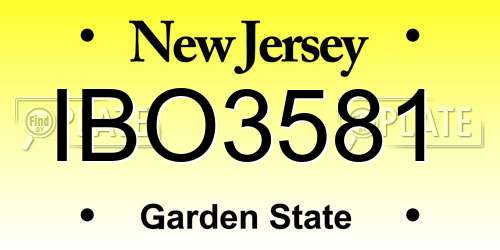 IBO3581 New Jersey License Plate