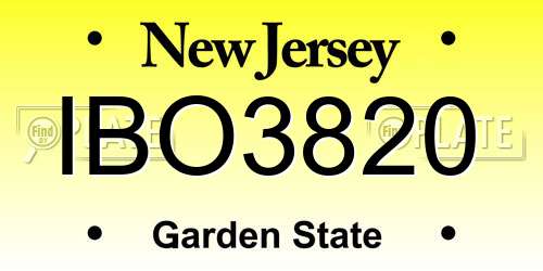 IBO3820 New Jersey License Plate