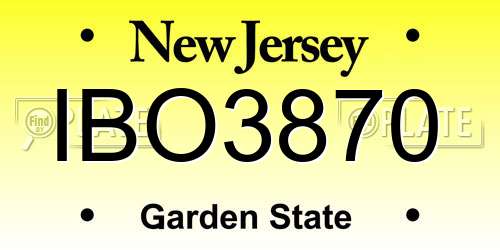 IBO3870 New Jersey License Plate