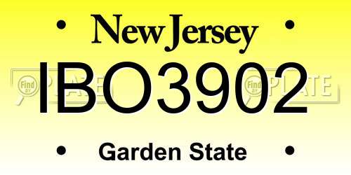 IBO3902 New Jersey License Plate