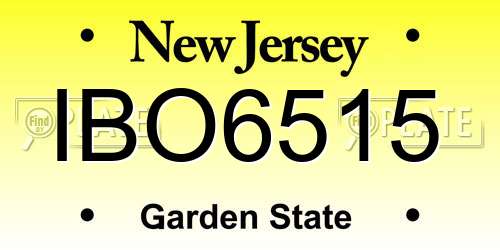 IBO6515 New Jersey License Plate