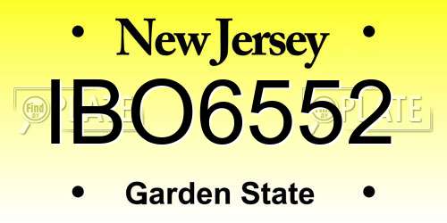 IBO6552 New Jersey License Plate