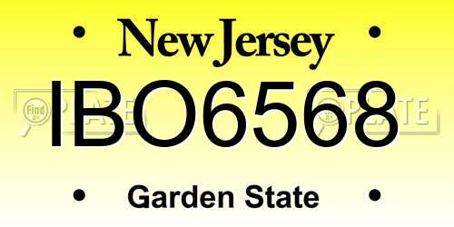 IBO6568 New Jersey License Plate