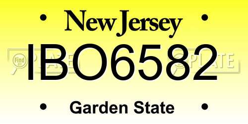 IBO6582 New Jersey License Plate