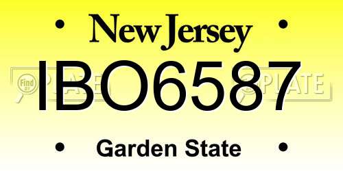 IBO6587 New Jersey License Plate
