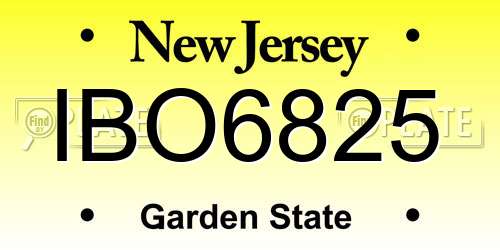 IBO6825 New Jersey License Plate