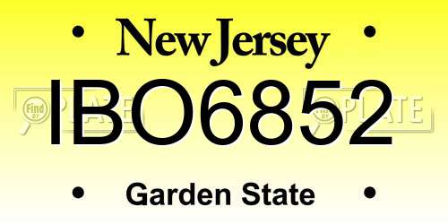 IBO6852 New Jersey License Plate
