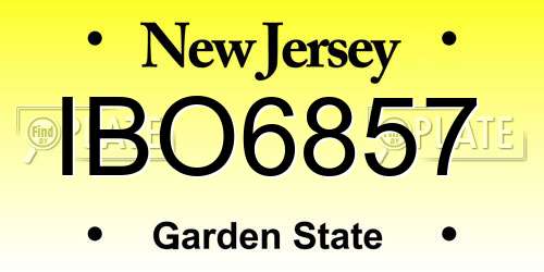 IBO6857 New Jersey License Plate
