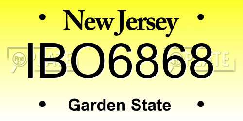 IBO6868 New Jersey License Plate