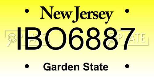 IBO6887 New Jersey License Plate