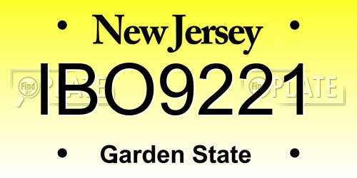 IBO9221 New Jersey License Plate