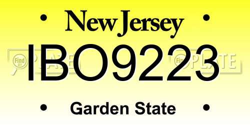 IBO9223 New Jersey License Plate
