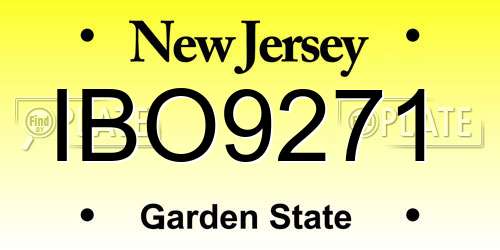 IBO9271 New Jersey License Plate