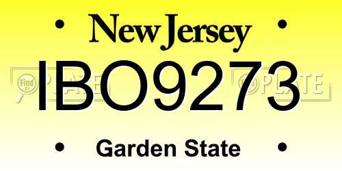 IBO9273 New Jersey License Plate